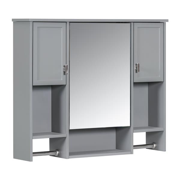 36'' Bathroom Vanity with Top Sink, Modern Mirror Cabinet with Towels Bar, Bathroom Storage Cabinet with 2 Soft Closing Doors and 6 Drawers, Single Sink Bathroom Vanity