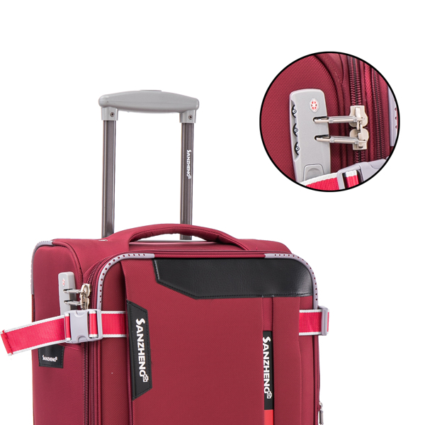 Softside Upright Luggage Set Expandable, Lightweight,4-Piece (20//24/28/32) ,Claret Red