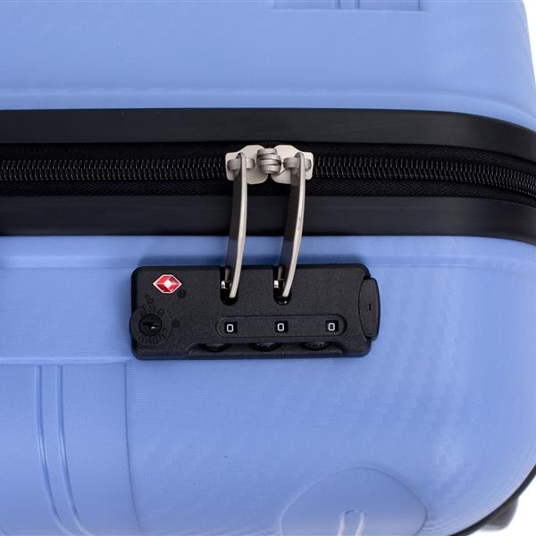 Hardshell Suitcase Spinner Wheels PP Luggage Sets Lightweight Durable Suitcase with TSA Lock,3-Piece Set (20/24/28) ,Purplish Blue