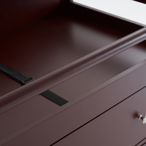 【Old Code:62594198】90*58*99cm Three Drawers With Seat Belt Baby Wooden Bed Nursing Table Brown