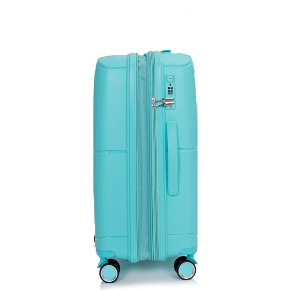 Expandable Hardshell Suitcase Double Spinner Wheels PP Luggage Sets Lightweight Durable Suitcase with TSA Lock,3-Piece Set (20/24/28) , Lake Blue