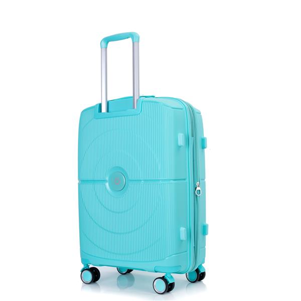 Expandable Hardshell Suitcase Double Spinner Wheels PP Luggage Sets Lightweight Durable Suitcase with TSA Lock,3-Piece Set (20/24/28) , Lake Blue