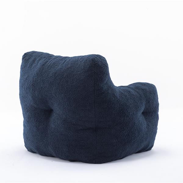 010-Soft Teddy Fabric Tufted Foam Bean Bag Chair With Teddy Fabric Dark Blue