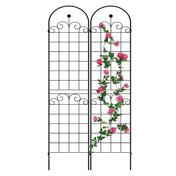 2 Pack Metal Garden Trellis for Climbing Plants Outdoor 86.7'' x 19.7'' Rustproof Plant Support Rose Trellis Netting Trellis Black