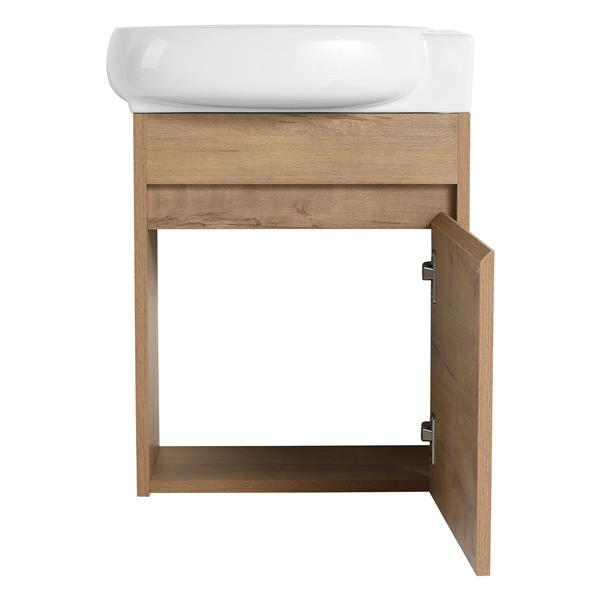 Soft Close Doors Bathroom Vanity With Sink,16 Inch  For Small Bathroom