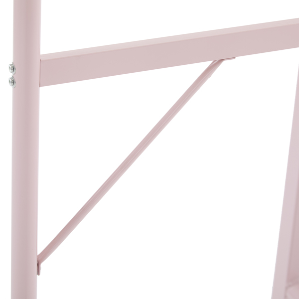 Twin Size Metal Loft Bed with Safety Guardrails & 2 Built-in Ladders, Loft Bunk Bed Frame for Teens Juniors Adults, Space Saving, Noise Free, No Box Spring Needed, Pink