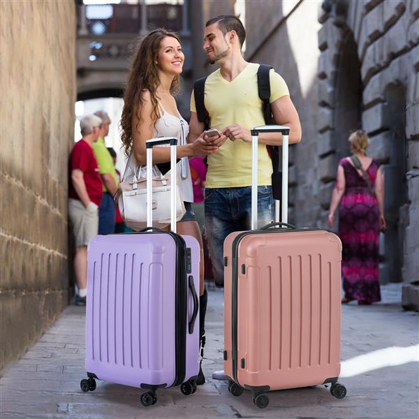 Luggage Sets ABS+PC Hardshell 3pcs Clearance Luggage Hardside Lightweight Durable Suitcase sets Spinner Wheels Suitcase with TSA Lock (20/24/28),ROSEGOLD