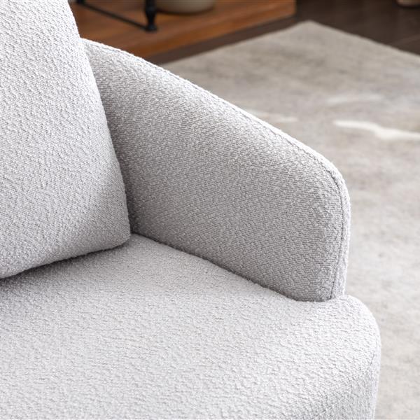 035-Fabric Swivel Accent Chair With Soild Wood Round Brown Base Leg,Light Gray