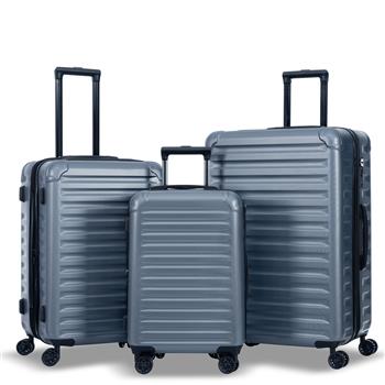 Luggage Sets New Model Expandable ABS+PC 3 Piece Sets with Spinner Wheels Lightweight TSA Lock (20/24/28),  STEEL GRAY