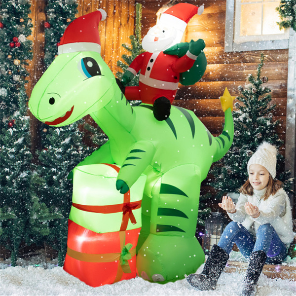 8 Feet Christmas Decoration Inflatable Santa Claus Dinosaur Decoration  ﻿