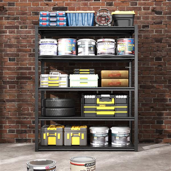 72"H  5 Tier Metal Shelves for Storage Garage Shelving 2000LBS Heavy Duty Storage Shelves Adjustable Garage Shelf Industrial Shelving Unit Storage Utility Rack,47.2"W*23.6"D*72"H,Black