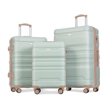 Luggage Sets New Model Expandable ABS Hardshell 3pcs Clearance Luggage Hardside Lightweight Durable Suitcase sets Spinner Wheels Suitcase with TSA Lock 20\\'\\'24\\'\\'28\\'\\'(grey green)