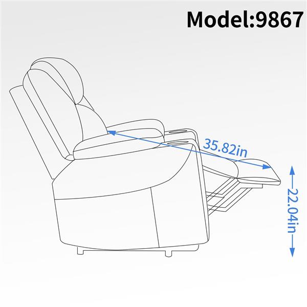 Up to 350 LBS Chenille Power Lift Recliner Chair, Heavy Duty Motion Mechanism with 8-Point Vibration Massage and Lumbar Heating, USB and Type-C Ports, Stainless Steel Cup Holders, Blue