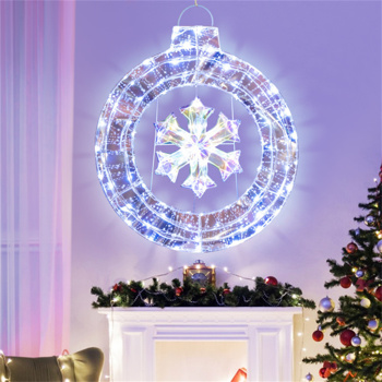 33 Inch Lighted Snowflake Wreath Christmas Decoration