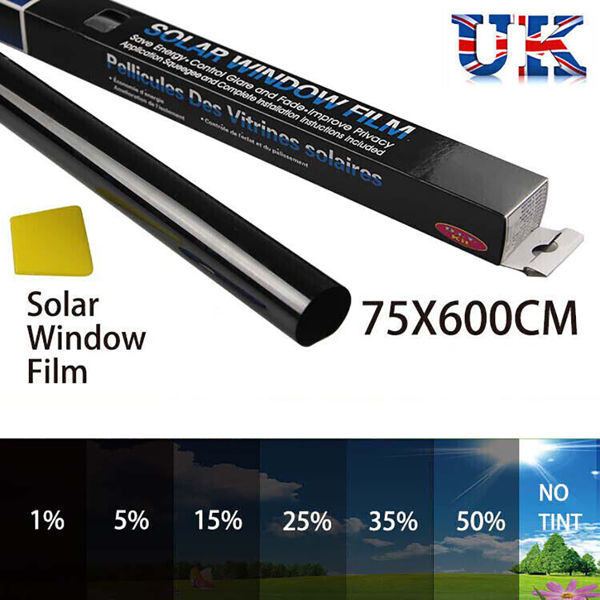 SUPER DARK BLACK CAR WINDOW TINT FILM KIT TINTING LIMO 5% 75CM x 6M UK