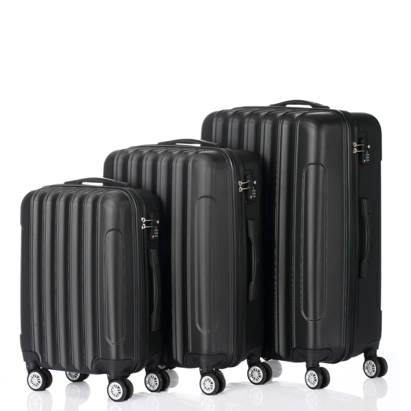 3 Pcs Suitcase Lightweight ABS Carry-on Hand Luggage 4 Spinner Wheels Trolley Case