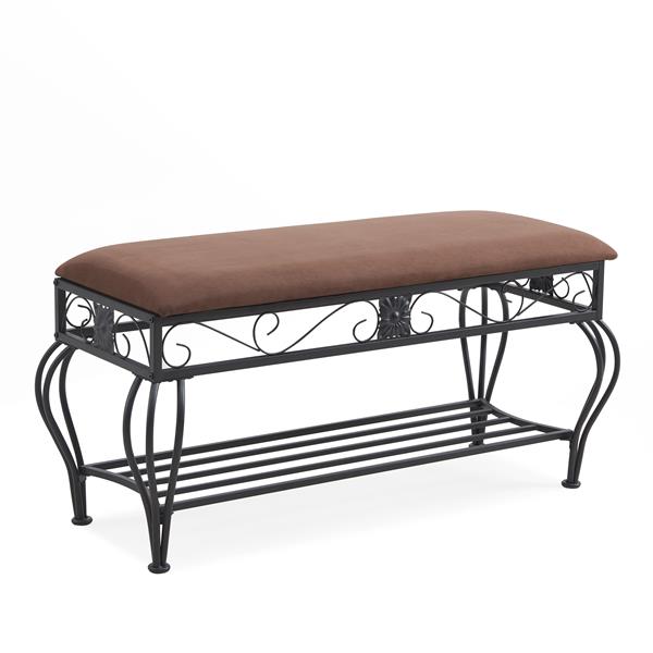 Shoe Rack Bench for Entryway, Industrial Bench, Rustic Shoe Rack for Small Spaces, Upholstered Entryway Bench, Multipurpose Entryway