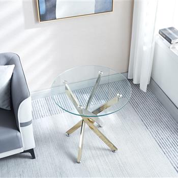 Modern Round Tempered Glass End Table with Chrome Legs