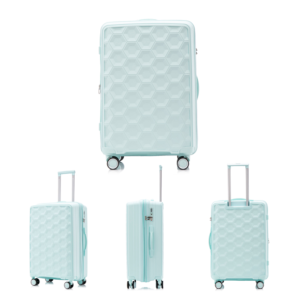 PP Luggage Sets 3 Piece(20/24/28), Expandable Carry On Luggage with TSA Lock Airline Approved, PP materials Hard Shell and Lightweight Suitcase with Spinner Wheels (Mint Green) 