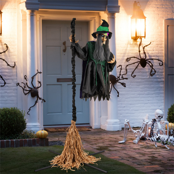 7-foot Halloween decoration witch broom with LED