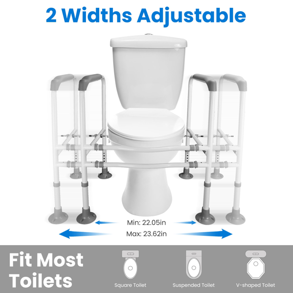 Toilet Safety Rails for Elderly Adjustable Toilet Safety Rails Stand Alone Toilet Safety Frame with Adjustable Heights Width for Elderly Pregnant Patient