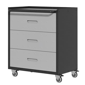 Heavy-Duty Metal Storage Cabinet with Wheels - 3 Drawer Tool Cabinet for Garage, Office, and Home Organizer Solutions, Black/Gray