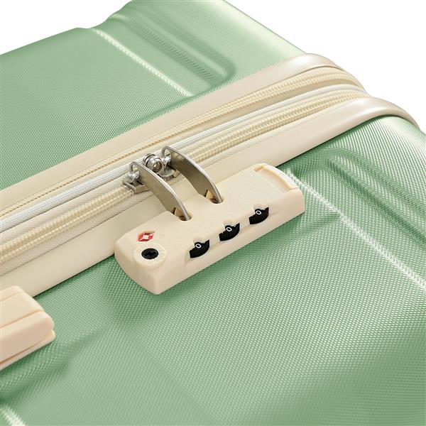 Luggage Sets New Model Expandable ABS Hardshell 3pcs Clearance Luggage Hardside Lightweight Durable Suitcase sets Spinner Wheels Suitcase with TSA Lock 20''24''28''(grass green and beige)