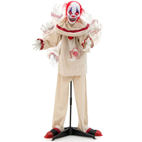 5 FT  Halloween Clown Decoration with Glowing Red Eyes