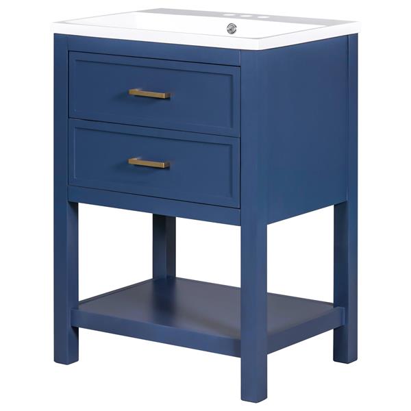 24'' Bathroom Vanity with Top Sink, Modern Bathroom Storage Cabinet with 2 Drawers, Single Sink Bathroom Vanity