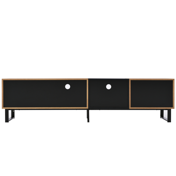 Modern TV Stand with 2 Cabinets& Open Storage Compartment, Color-matching Media Console Table for TVs up to 85'', Entertainment Center with Drop Down Door for Living Room, Bedroom, Home Theatre 