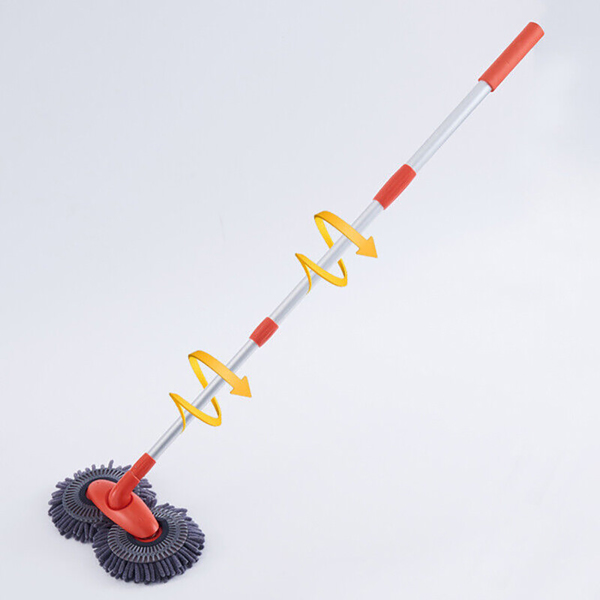 Car Wash Mop Double Brush Head 360° Rotation Telescopic Mop Roof Window Clean