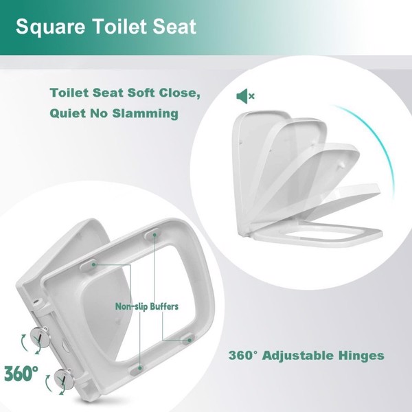 1pc white silent closed PP toilet lid, durable bathroom toilet lid, thickened design, easy to install household plastic seat ring