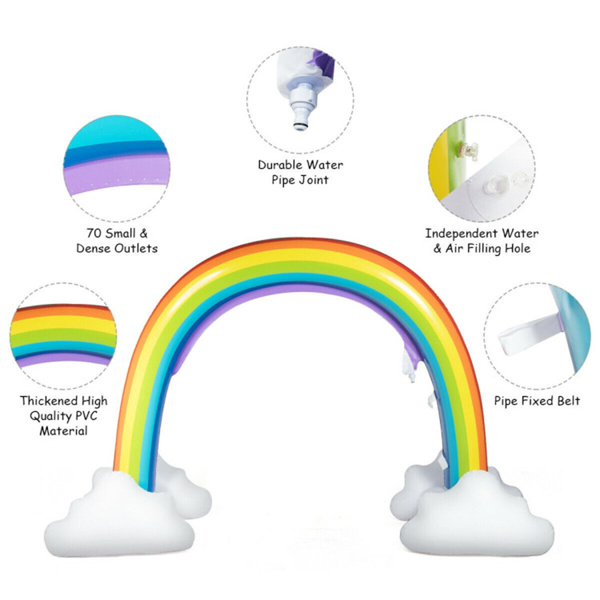 Inflatable rainbow spray water park toy