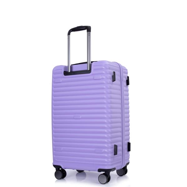 3 Piece Luggage Sets PC+ABS Lightweight Suitcase with Two Hooks, 360° Double Spinner Wheels, TSA Lock, (21/25/29) Light Purple