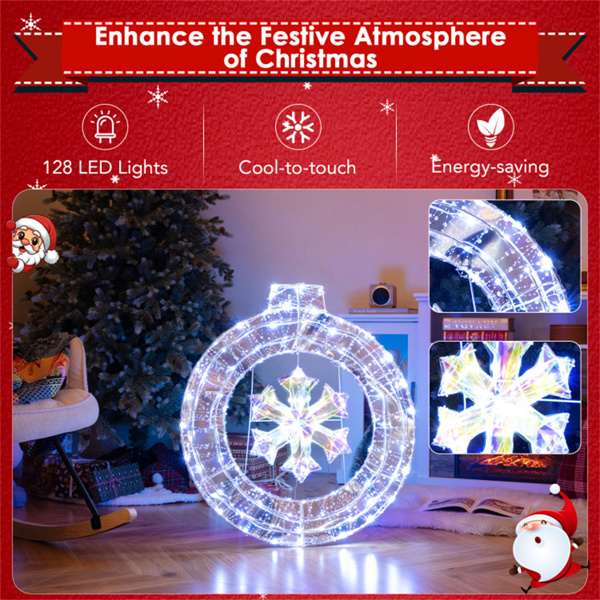 33 Inch Lighted Snowflake Wreath Christmas Decoration