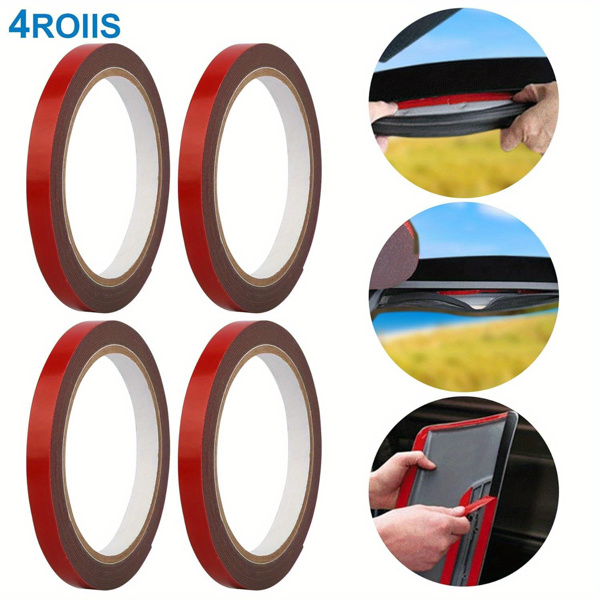 4 Rolls Car Double Sided Tapes Heavy Duty Double Sided Foam Tapes Strong Mounting Adhesive Tapes