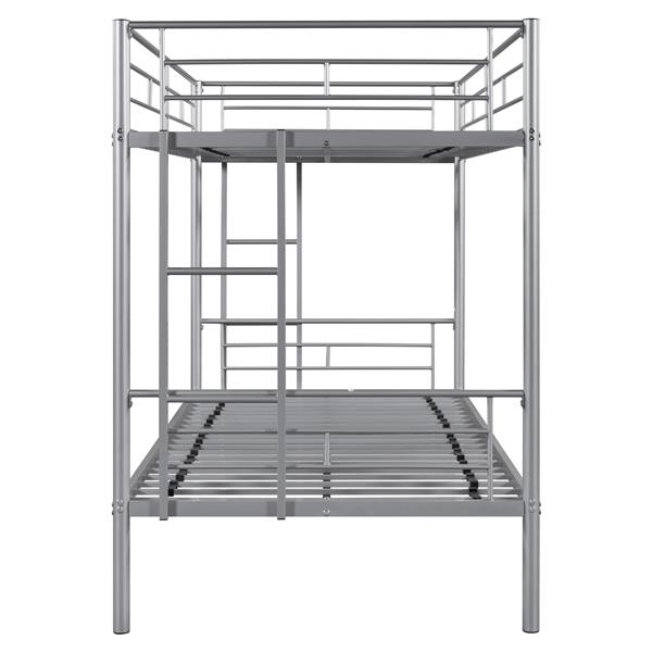 Metal Twin over Twin Bunk Bed/ Heavy-duty Sturdy Metal/ Noise Reduced Design/ Safety Guardrail/ 2 Side Ladders/ CPC Certified/ No Box Spring Needed