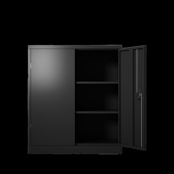 Metal Storage Cabinet with 2 Doors and 2 Shelves, Lockable Steel Storage Cabinet for Office, Garage, Warehouse