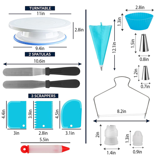 Aluminium Cake Decorating Kits Supplies，108Pcs Cake Decorating Supplies Kit Revolving Cake Table Stand Base Baking Tools for Baking Cupcake Cookie Muffin Kitchen Utensils