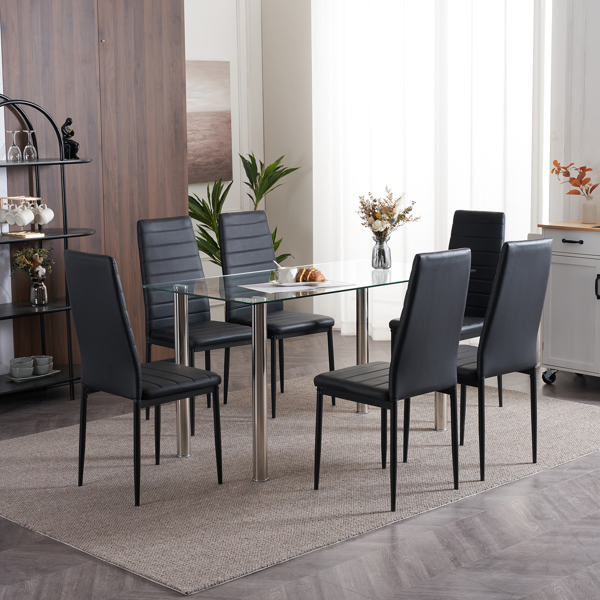 4pcs Elegant Assembled Stripping Texture High Backrest Dining Chairs Black（Replace encoding：13028198-18410366）