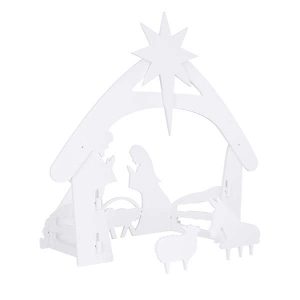 116*53*118cm PVC Nativity Garden Jesus Decoration White