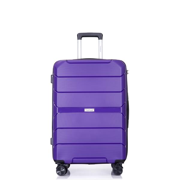 Hardshell Suitcase Spinner Wheels PP Luggage Sets Lightweight Durable Suitcase with TSA Lock,3-Piece Set (20/24/28) ,Purple