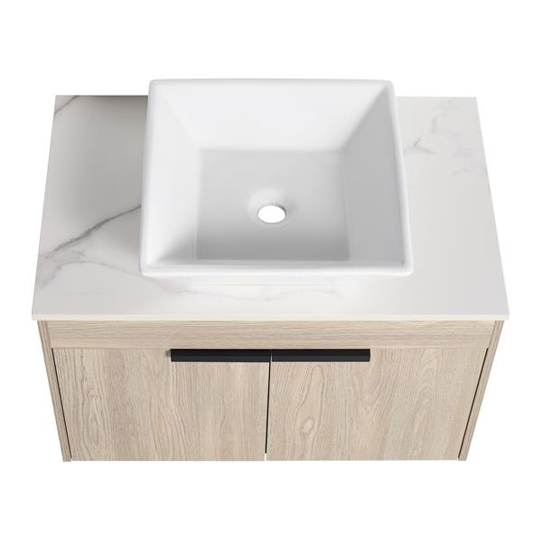 30 " Modern Design Float Bathroom Vanity With Ceramic Basin Set,  Wall Mounted White Vanity  With Soft Close Door,-Packing,-Packing,2 Pieces Parcel