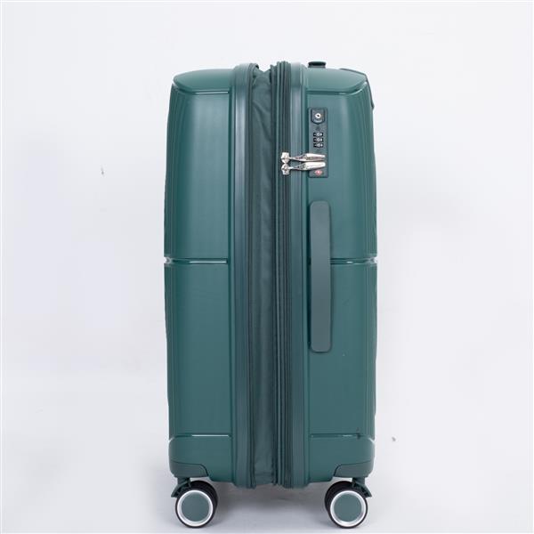 Expandable Hardshell Suitcase Double Spinner Wheels PP Luggage Sets Lightweight Durable Suitcase with TSA Lock,3-Piece Set (20/24/28) , Green