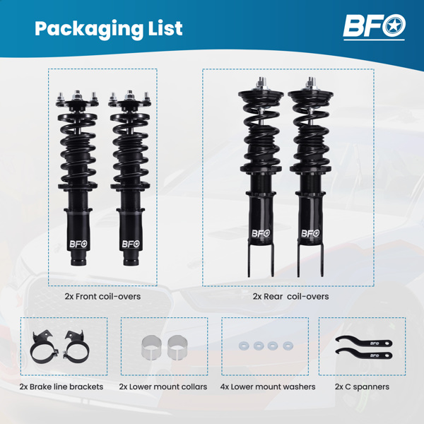 BFO Coilovers Height Adj. Struts for Honda Civic 92-00 EG EJ EH Integra 94-01