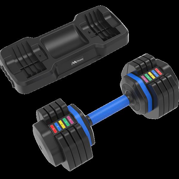 Adjustable Dumbbell - 55lb Single Dumbbell with Anti-Slip Handle, Fast Adjust Weight by Turning Handle with Tray, Exercise Fitness Dumbbell Suitable for Full Body Workout