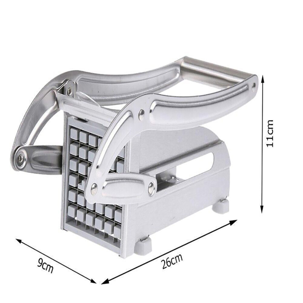 Pommesschneider - Pommes Frites Schnitzer aus Edelstahl- 2 Schneideeinsätzen DHL