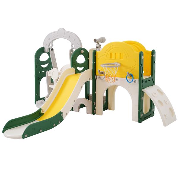 Toddler Slide and Swing Set 8 in 1, Kids Playground Climber Slide Playset with Basketball Hoop  Combination for Babies Indoor & Outdoor