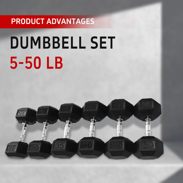 15LB (2piece)HDRS  Rubber Coated Solid Cast Iron Dumbbell with Contoured Chrome Handle, Hexagon Head