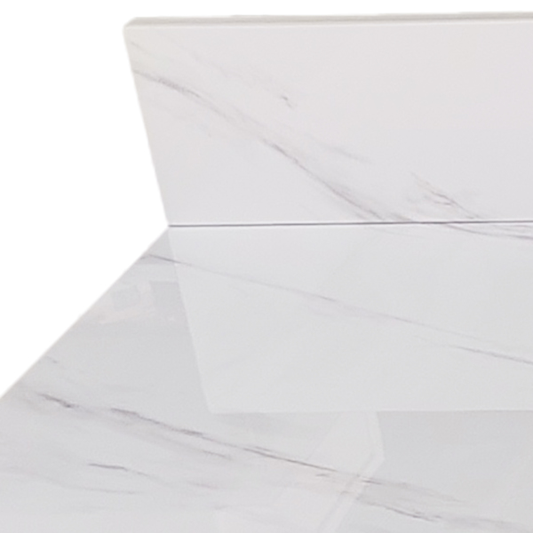 31 Inch Marble Vanity Top, White Vanity Top with Pre-drilled Faucet Holes, Bathroom Vanity Top with Undermount Rectangular Middle Sink and 4" Height Backsplash Single Hole